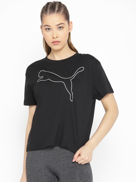 

Puma Women Black Printed Evostripe dryCELL Round Neck T-shirt