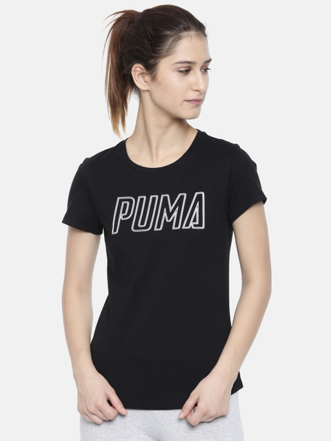

Puma Women Black Printed Round Neck T-shirt