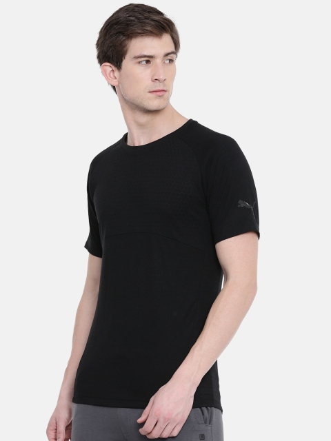 

Puma Men Black Slim Fit Self Design Round Neck Evostripe Lite DRYCELL T-shirt