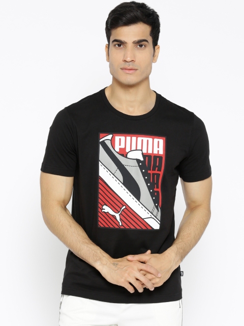

Puma Men Black Printed Sneaker Round Neck T-shirt