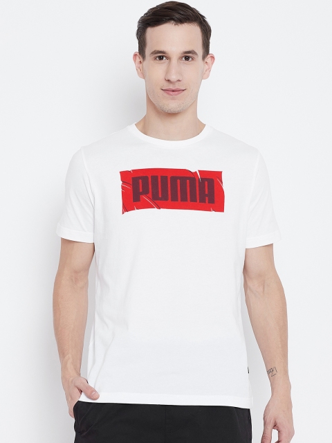 

Puma Men White Printed Round Neck T-shirt