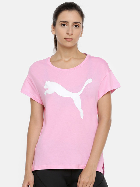 

Puma Women Pink Active Logo Tee Pale Pink Round Neck T-shirt