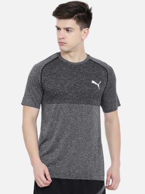 

Puma Men Charcoal Tec Sports Evoknit Printed Round Neck T-shirt