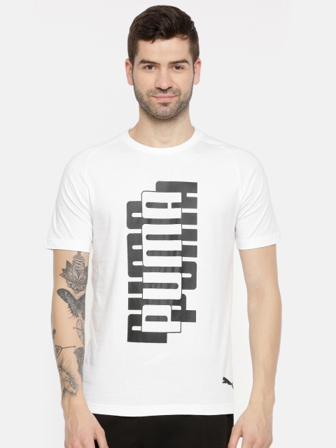 

Puma Men White Printed Round Neck Modern DRY-CELL T-shirt