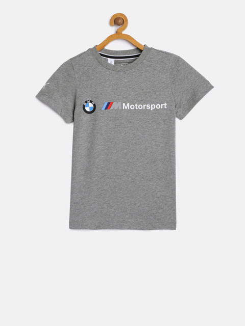 

Puma Boys Grey Printed BMW MMS Logo Round Neck T-shirt