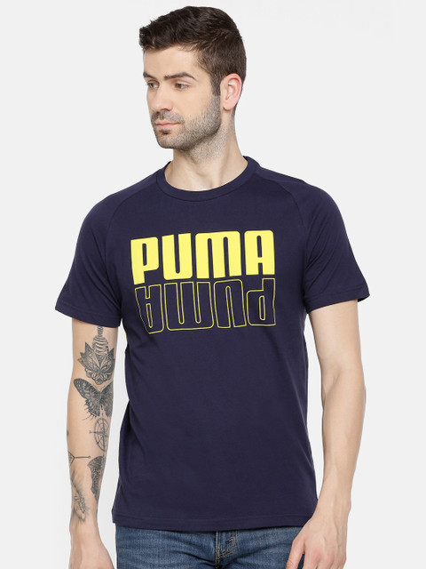 

Puma Men Navy Blue Regular Fit Printed Modern Sports Round Neck dryCell T-Shirt