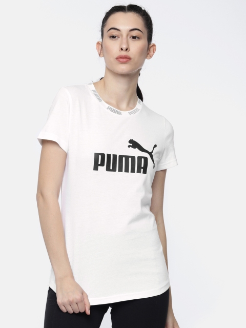 

Puma White Printed Amplified Round Neck T-Shirt