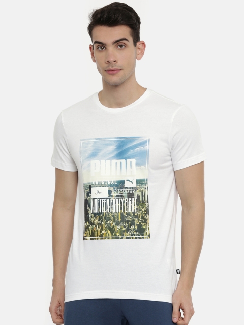 

Puma Men White Printed Slim Fit Photoprint Skyline Round Neck T-shirt