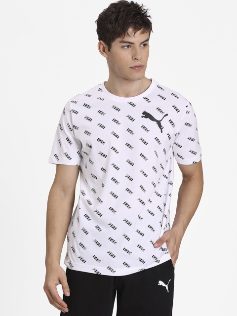 

Puma Men White & Black Printed Round Neck T-shirt