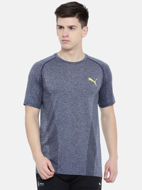 

Puma Men Navy Evoknit Basic Self Design Round Neck T-shirt, Navy blue