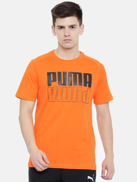 

Puma Men Orange Regular Fit Printed Round Neck Modern Sports Logo DryCell T-shirt
