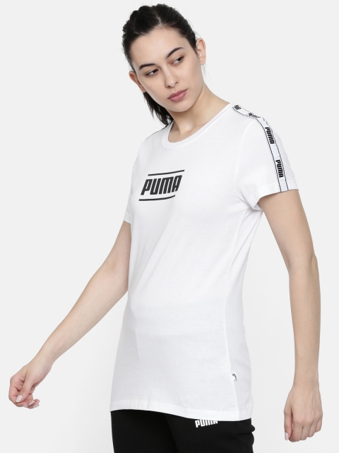 

Puma Women White Camo Pack Tape Printed T-shirt
