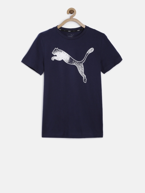 

Puma Boys Navy Blue & White KA Printed Round Neck T-shirt