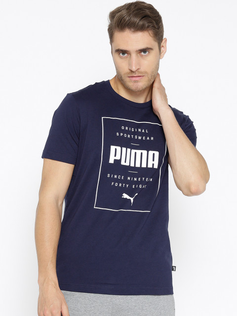 

Puma Men Navy Blue Printed Box Round Neck T-shirt