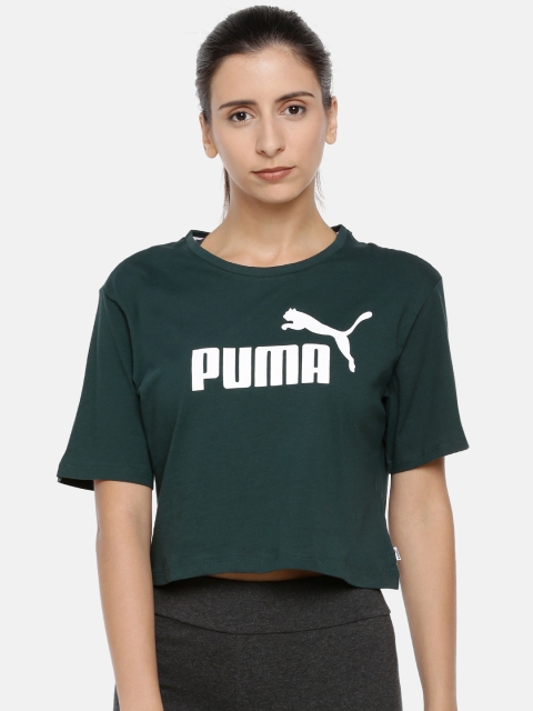 

Puma Women Green Printed Relaxed Fit Round Neck Crop T-shirt
