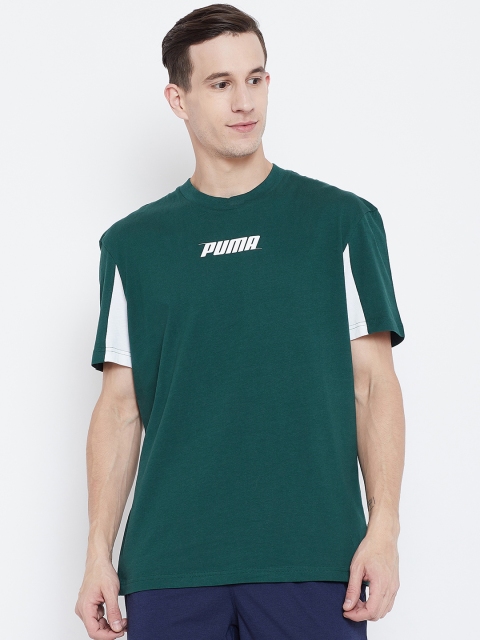 

Puma Men Green Solid Round Neck T-shirt