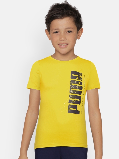 

Puma Boys Yellow Printed Round Neck Active Sports Basic T-shirt