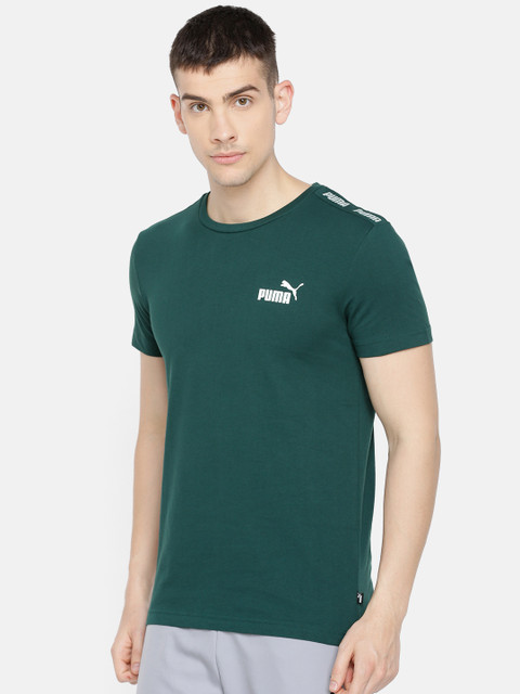 

Puma Men Green Slim Fit Solid Round Neck T-shirt