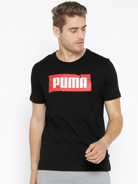 

Puma Men Black Solid Wording Round Neck T-shirt
