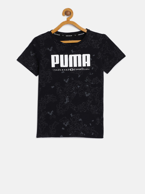 

Puma Boys Black Printed Active Sports AOP Dry Cell Round Neck T-shirt