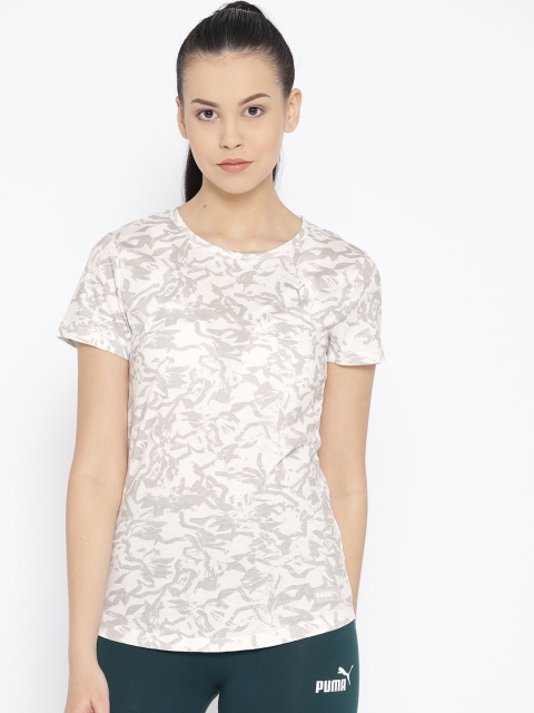 

Puma Women White & Grey Fusion AOP T-Shirt, Off white