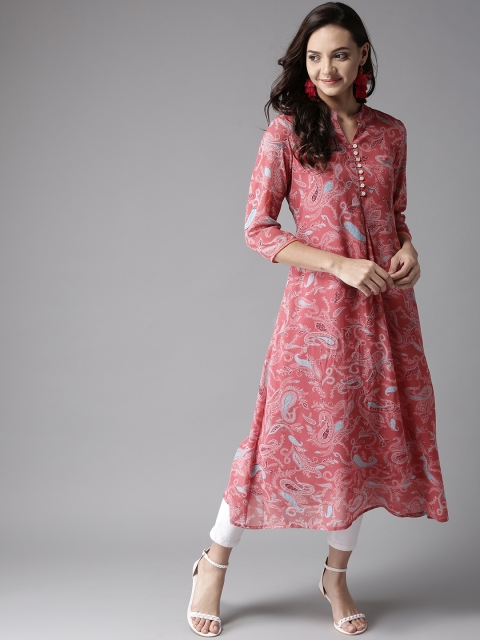 

HERE&NOW Women Pink Printed A-Line Kurta