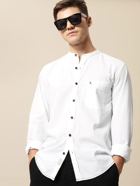 

Mr Bowerbird Men White Tailored Fit Self Design Casual Shirt