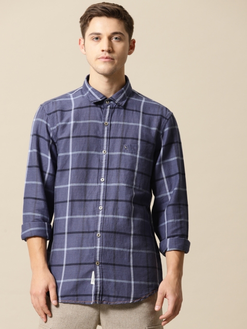 

Mr Bowerbird Men Blue & Black Tailored Fit Checked Casual Shirt