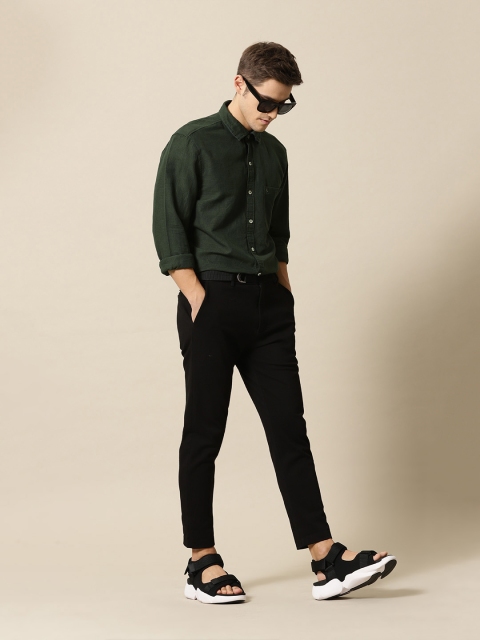 

Mr Bowerbird Men Olive Green Tailored Fit Solid Casual Shirt