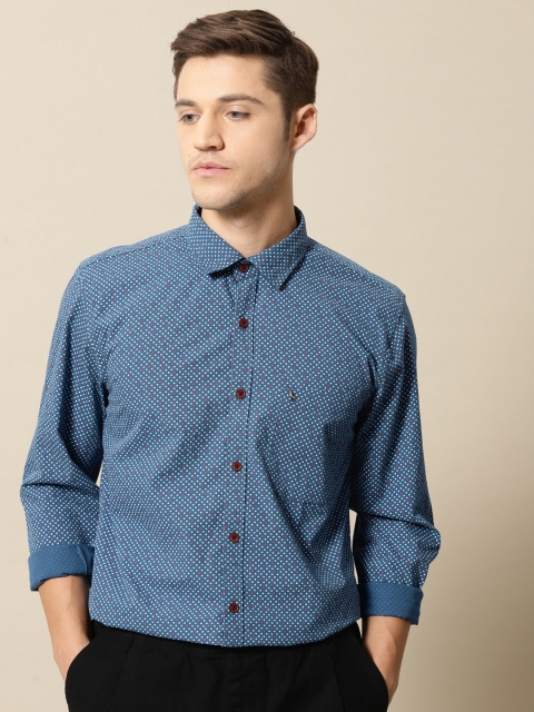 

Mr Bowerbird Men Blue Tailored Fit Printed Casual Shirt