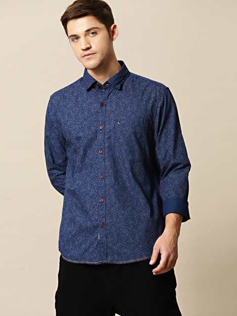 

Mr Bowerbird Men Navy Blue Tailored Fit Printed Casual Shirt