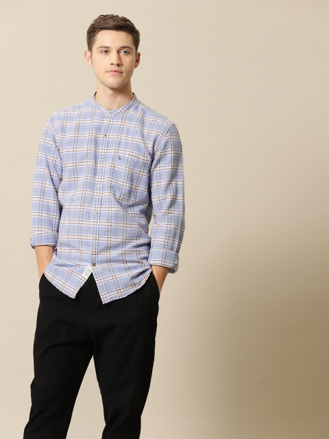 

Mr Bowerbird Men Blue & White Checked Casual Shirt