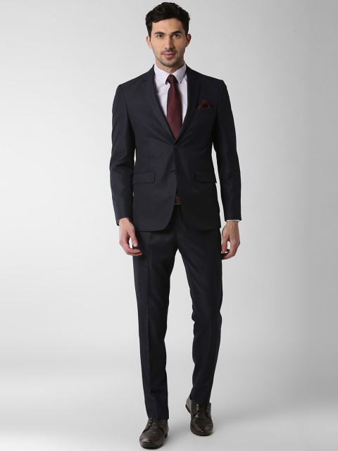 

Peter England Elite Men Navy Blue Solid Slim-Fit Single-Breasted Suit