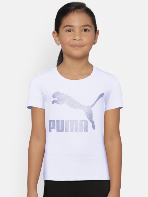 

Puma Girls White Printed Round Neck T-shirt
