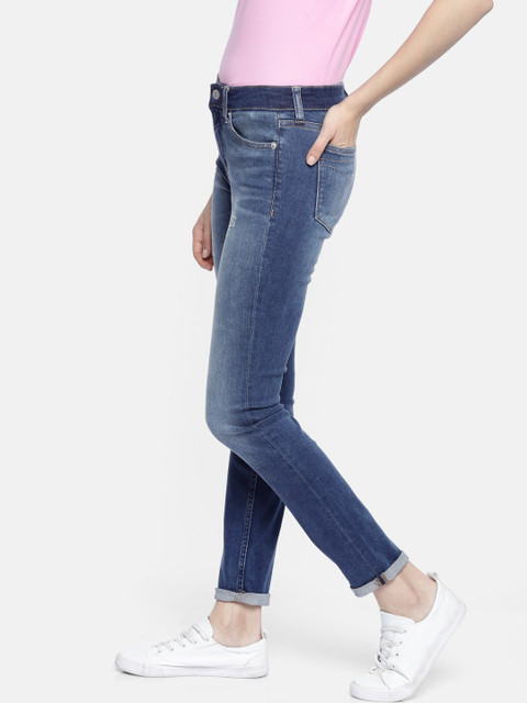 

Calvin Klein Jeans Women Blue Skinny Fit Mid-Rise Mildly Distressed Stretchable Jeans