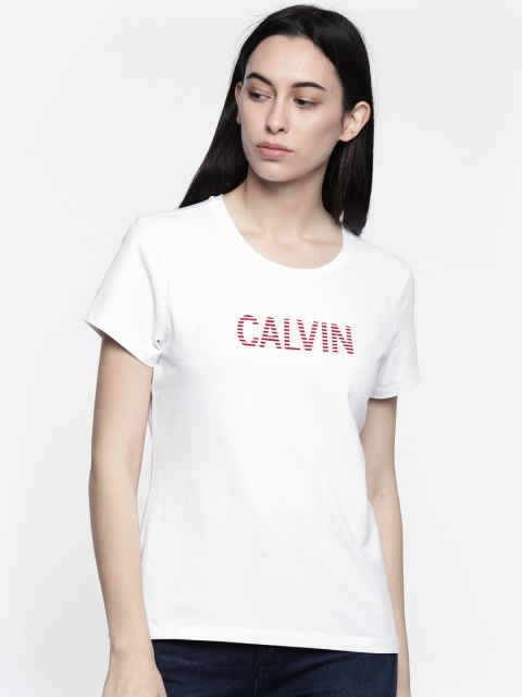 

Calvin Klein Jeans Women White Printed Round Neck T-shirt