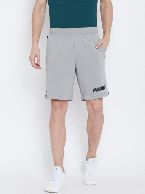 

Puma Men Grey Solid Regular Fit Limestone Rebel Sports Shorts