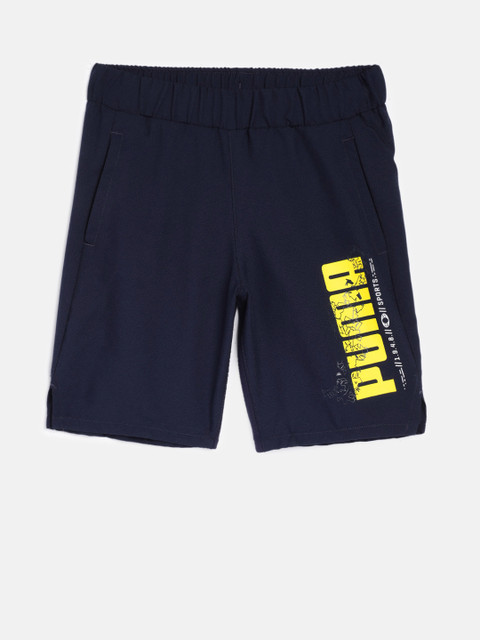 

Puma Boys Navy Blue Printed DryCell Active Regular Fit Sports Shorts