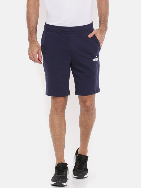 

Puma Men Navy Blue Solid ESS Jersey Shorts