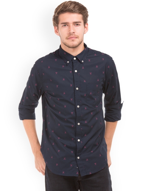 

Aeropostale Men Navy Blue Regular Fit Printed Casual Shirt