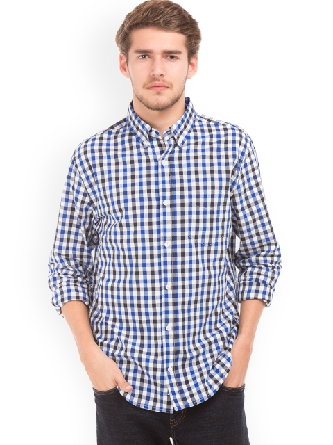 

Aeropostale Men Blue Regular Fit Checked Casual Shirt