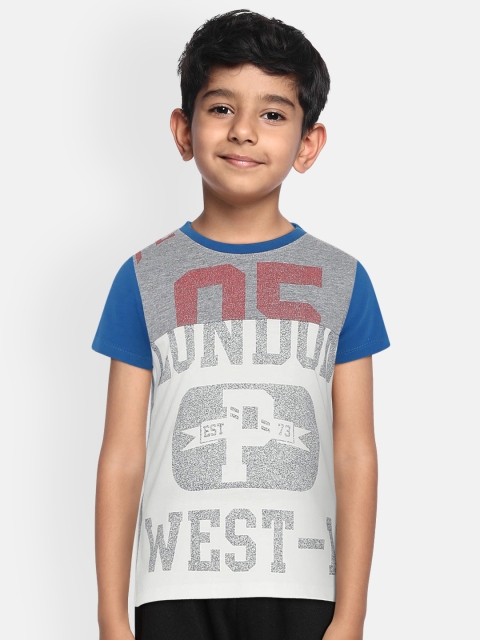 

Pepe Jeans Boys Grey And Off-White Colourblocked Round Neck T-shirt