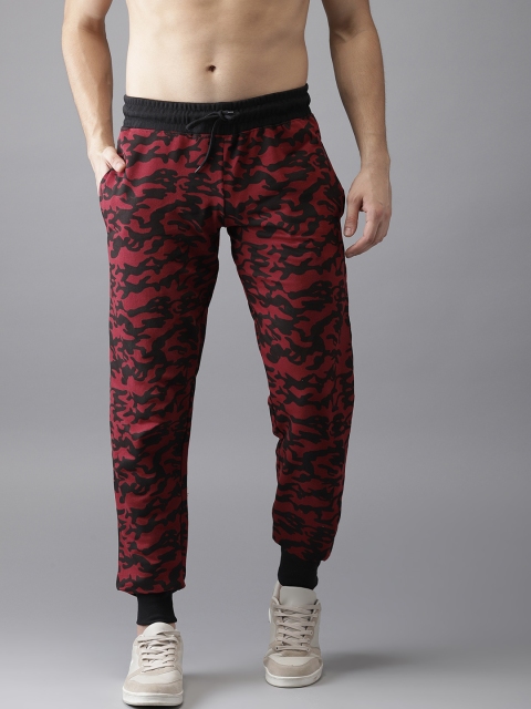 

HERE&NOW Men Red & Black Printed Joggers