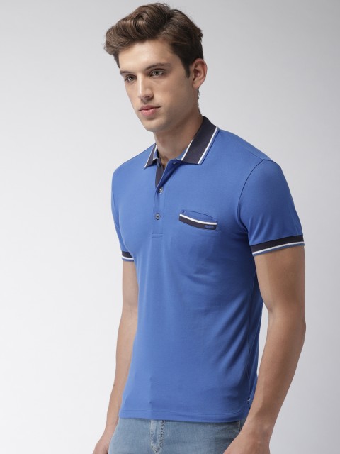 

GAS Men Blue Solid Polo T-shirt