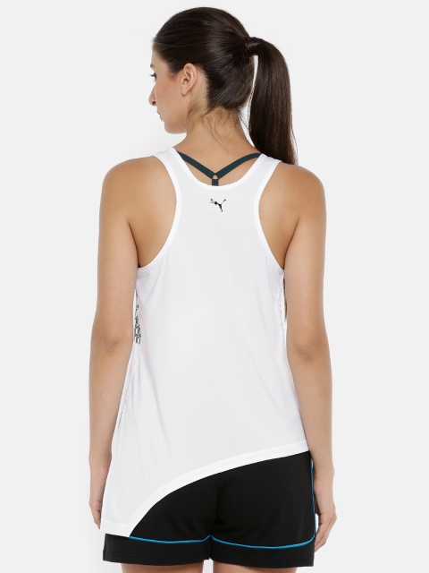 

Puma Women White Printed Bold Logo dryCELL Asymmetric Tank Top