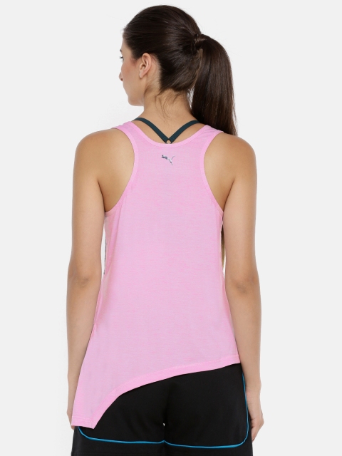 

Puma Women Pink Solid Bold Logo dryCELL Asymmetric Tank Top