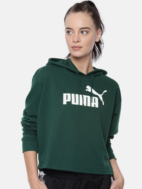 

Puma Women Green Printed Hooded Sweatshirt