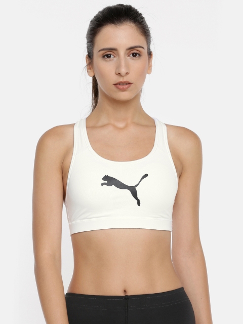 

Puma White Solid Non-Wired Lightly Padded 4Keeps Sports Bra 51699808