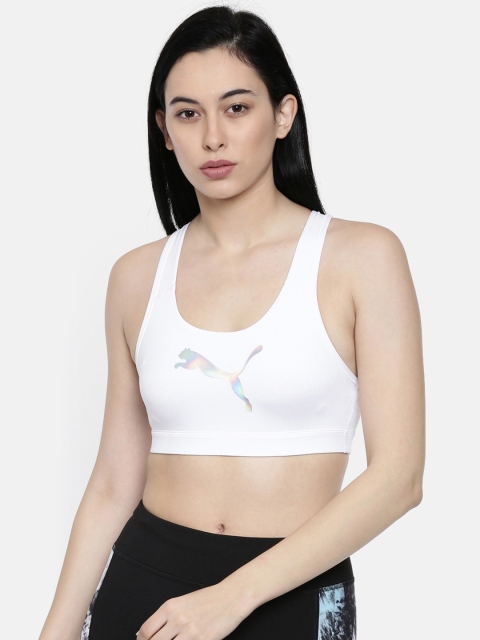 

Puma White Printed 4Keeps Non-Wired Non Padded Sports Bra 51699630
