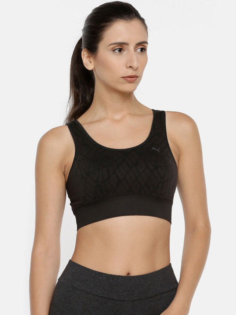 

Puma Black Printed Non-Wired Heavily Padded Seamless Sports Bra 51747903